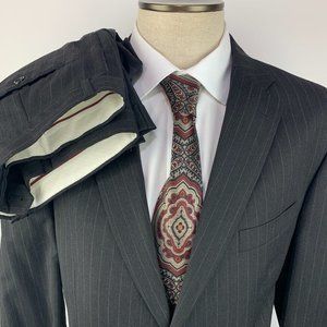 Jones New York 44R Dark Gray 2 Piece Pinstripe Suit Two Button With 36x30 Pants